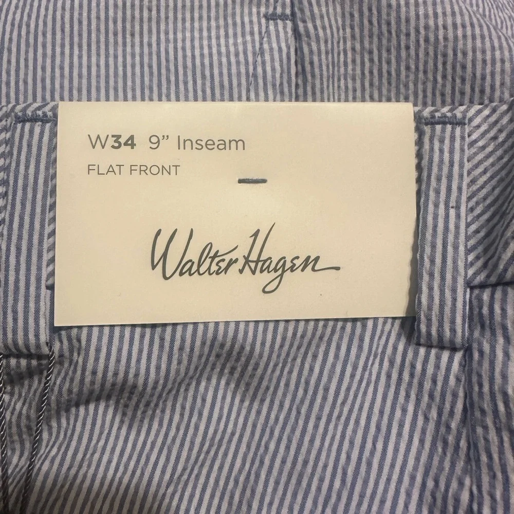 New Walter Hagen Men's Clubhouse Seersucker Golf Shorts 9” inseam chino stripes